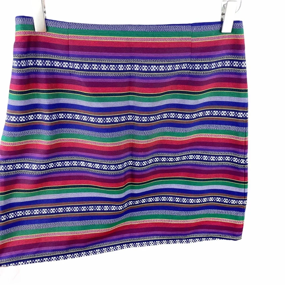 Shrinking Violet Multicolored Tribal Mini Skirt Medium - Picture 7 of 11